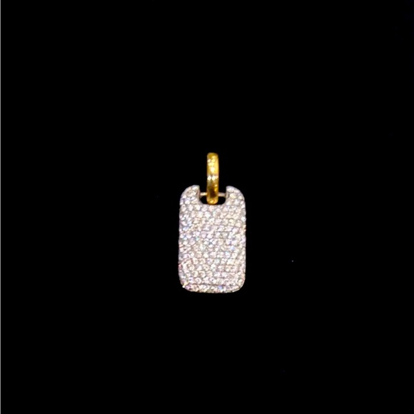 Bez Ambar - Twinkle Dog Tag White Diamond and 18K Gold Pendant- Customized - Picture 4 of 5